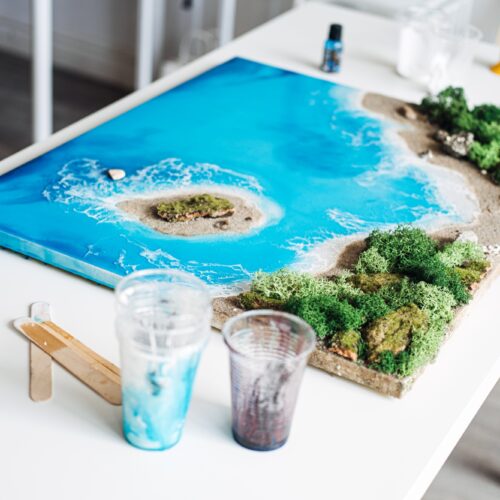 3D Epoxy Resin Artwork Creating Oceanic Panorama